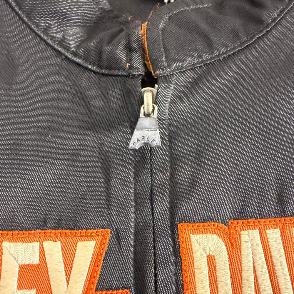 HarleyDavidson Womens Black Orange Racing Stripe Mesh Lined Riding Jacket Medium - Picture 7 of 14